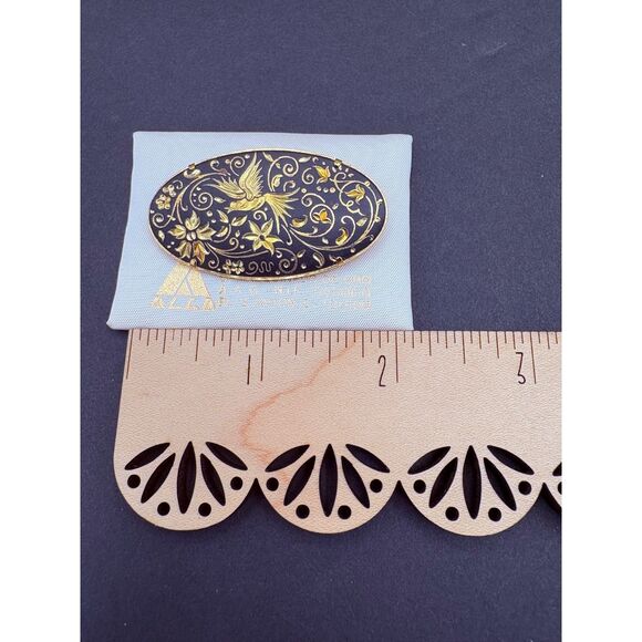 Vintage Damascene Bird Brooch Pin Toledo Spain New Old Stock 60s - Picture 5 of 5